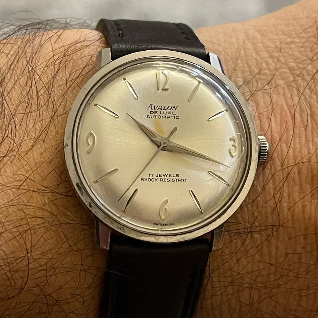 Vintage Avalon De Luxe Automatic 17 Jewels Swiss Made Men's Watch 34mm - Running
